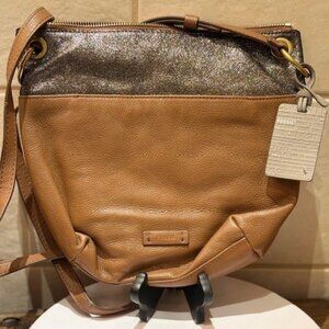 FOSSIL-Keely-Bucket Crossbody/Shoulder-Brown/Black Glitter Leather - Never USED